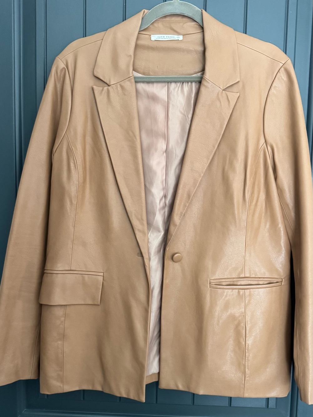 Women's Tan Leather Blazer Jacket